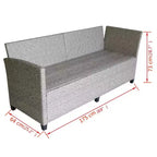vidaXL 3 Piece Patio Lounge Set with Cushions Poly Rattan Gray - Gray