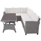 vidaXL 3 Piece Patio Lounge Set with Cushions Poly Rattan Gray - Gray
