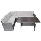 vidaXL 3 Piece Patio Lounge Set with Cushions Poly Rattan Gray - Gray