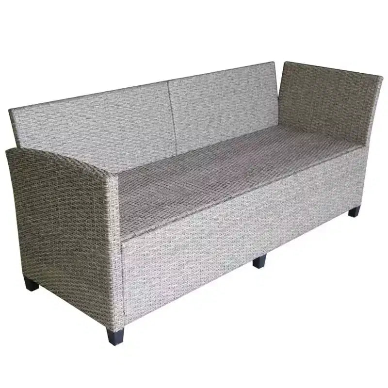 vidaXL 3 Piece Patio Lounge Set with Cushions Poly Rattan Gray - Gray
