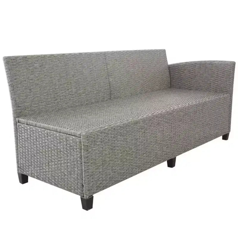 vidaXL 3 Piece Patio Lounge Set with Cushions Poly Rattan Gray - Gray