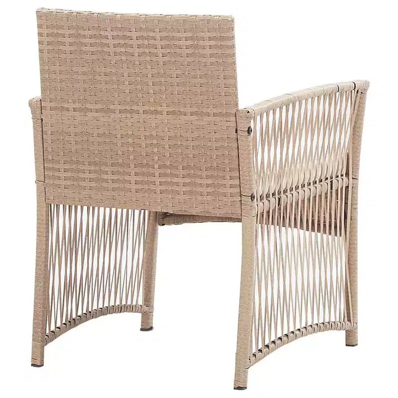 vidaXL 4 Piece Patio Lounge Set with Cushions Poly Rattan Beige