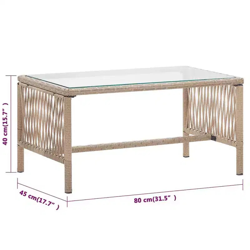 vidaXL 4 Piece Patio Lounge Set with Cushions Poly Rattan Beige