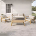 Christopher Knight Home Edith 4 Piece Outdoor Acacia Wood Patio Seating Set with Slat Design