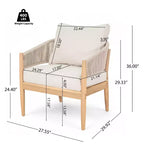 Christopher Knight Home Zill - Set moderno da 4 pezzi con sedute in legno di acacia e corda intrecciata per patio, con tavolino da caffè a doghe