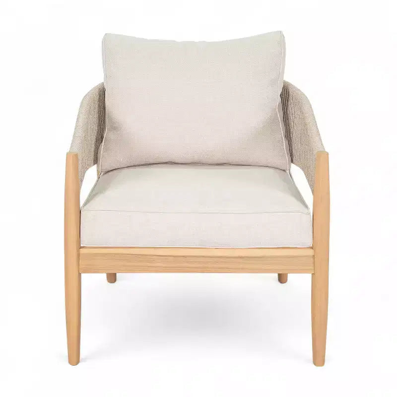 Christopher Knight Home Zill - Set moderno da 4 pezzi con sedute in legno di acacia e corda intrecciata per patio, con tavolino da caffè a doghe