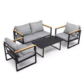 Karl Home Patio 4-Piece Metal Conversation Set with Cushions