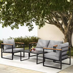 Karl Home Patio 4-Piece Metal Conversation Set with Cushions