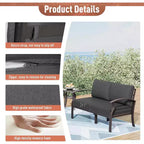 ALAULM Aluminum Patio Furniture Set 6-Seat Modern Metal Outdoor Conversation Sets w/45in Propane Fire Pit Table, Swivel Rocking Chairs