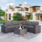 ALAULM 9 Pieces Patio Furniture Set, Rattan Wicker Sofa Set, Outdoor Conversation Sets w/Swivel Rocking Chairs Sectional Sofa