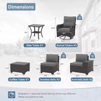 ALAULM 9 Pieces Patio Furniture Set, Rattan Wicker Sofa Set, Outdoor Conversation Sets w/Swivel Rocking Chairs Sectional Sofa