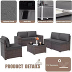 ALAULM 9 Pieces Patio Furniture Set, Rattan Wicker Sofa Set, Outdoor Conversation Sets w/Swivel Rocking Chairs Sectional Sofa