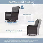 ALAULM 9 Pieces Patio Furniture Set, Rattan Wicker Sofa Set, Outdoor Conversation Sets w/Swivel Rocking Chairs Sectional Sofa