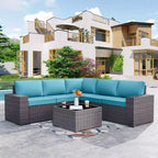ALAULM 9 Pieces Patio Furniture Set, Rattan Wicker Sofa Set, Outdoor Conversation Sets w/Swivel Rocking Chairs Sectional Sofa