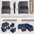 ALAULM 9 Pieces Patio Furniture Set, Rattan Wicker Sofa Set, Outdoor Conversation Sets w/Swivel Rocking Chairs Sectional Sofa