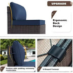 ALAULM 9 Pieces Patio Furniture Set, Rattan Wicker Sofa Set, Outdoor Conversation Sets w/Swivel Rocking Chairs Sectional Sofa