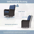 ALAULM 9 Pieces Patio Furniture Set, Rattan Wicker Sofa Set, Outdoor Conversation Sets w/Swivel Rocking Chairs Sectional Sofa