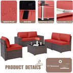 ALAULM 9 Pieces Patio Furniture Set, Rattan Wicker Sofa Set, Outdoor Conversation Sets w/Swivel Rocking Chairs Sectional Sofa