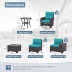 ALAULM 9 Pieces Patio Furniture Set, Rattan Wicker Sofa Set, Outdoor Conversation Sets w/Swivel Rocking Chairs Sectional Sofa