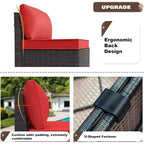 ALAULM 9 Pieces Patio Furniture Set, Rattan Wicker Sofa Set, Outdoor Conversation Sets w/Swivel Rocking Chairs Sectional Sofa