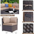 ALAULM 9 Pieces Patio Furniture Set, Rattan Wicker Sofa Set, Outdoor Conversation Sets w/Swivel Rocking Chairs Sectional Sofa