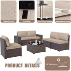 ALAULM 9 Pieces Patio Furniture Set, Rattan Wicker Sofa Set, Outdoor Conversation Sets w/Swivel Rocking Chairs Sectional Sofa