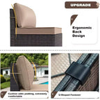 ALAULM 9 Pieces Patio Furniture Set, Rattan Wicker Sofa Set, Outdoor Conversation Sets w/Swivel Rocking Chairs Sectional Sofa