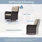 ALAULM 9 Pieces Patio Furniture Set, Rattan Wicker Sofa Set, Outdoor Conversation Sets w/Swivel Rocking Chairs Sectional Sofa