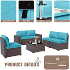 ALAULM 9 Pieces Patio Furniture Set, Rattan Wicker Sofa Set, Outdoor Conversation Sets w/Swivel Rocking Chairs Sectional Sofa
