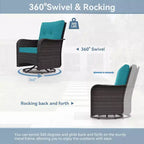 ALAULM 9 Pieces Patio Furniture Set, Rattan Wicker Sofa Set, Outdoor Conversation Sets w/Swivel Rocking Chairs Sectional Sofa
