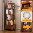Libreria angolare girevole a 5 ripiani con cassetto