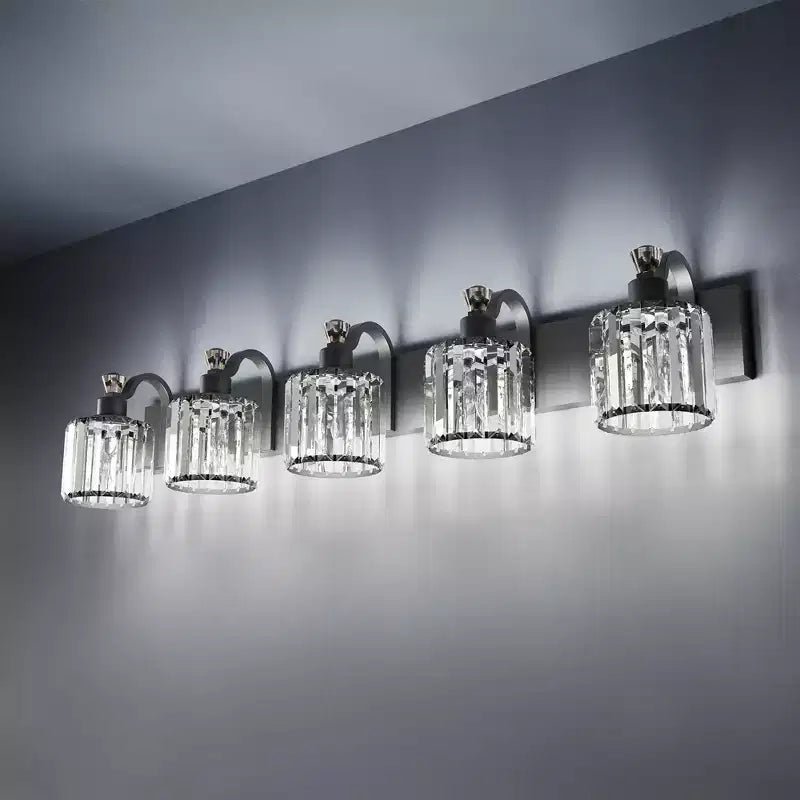 Modern Vanity Light Fixture  Black Wall Light with Round Glass Shades for Bathroom Mirror & Shower