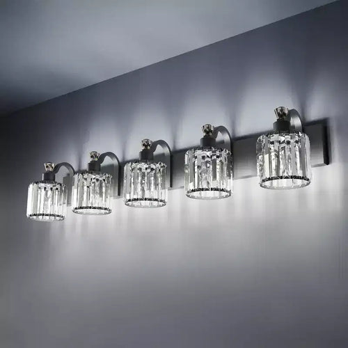 Modern Vanity Light Fixture  Black Wall Light with Round Glass Shades for Bathroom Mirror & Shower