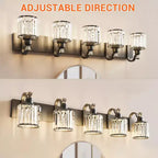 Applique da bagno a parete con luce a sfera in vetro nero