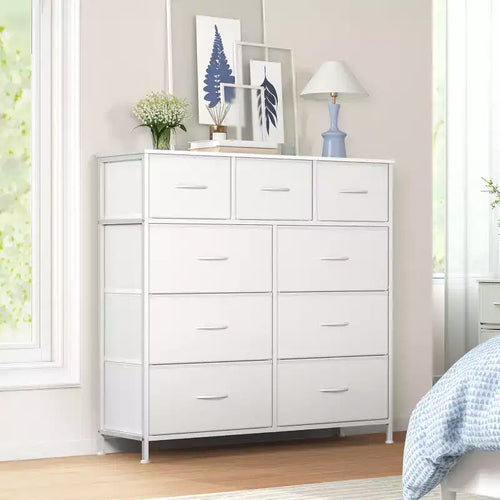 9-Drawer Storage Dresser - Steel Frame Organizer with Non-Woven Fabric Drawers, Multi-Use for Bedroom, Office