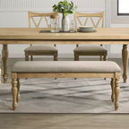 Panca imbottita in legno massello per sala da pranzo – Finitura Rovere chiaro
