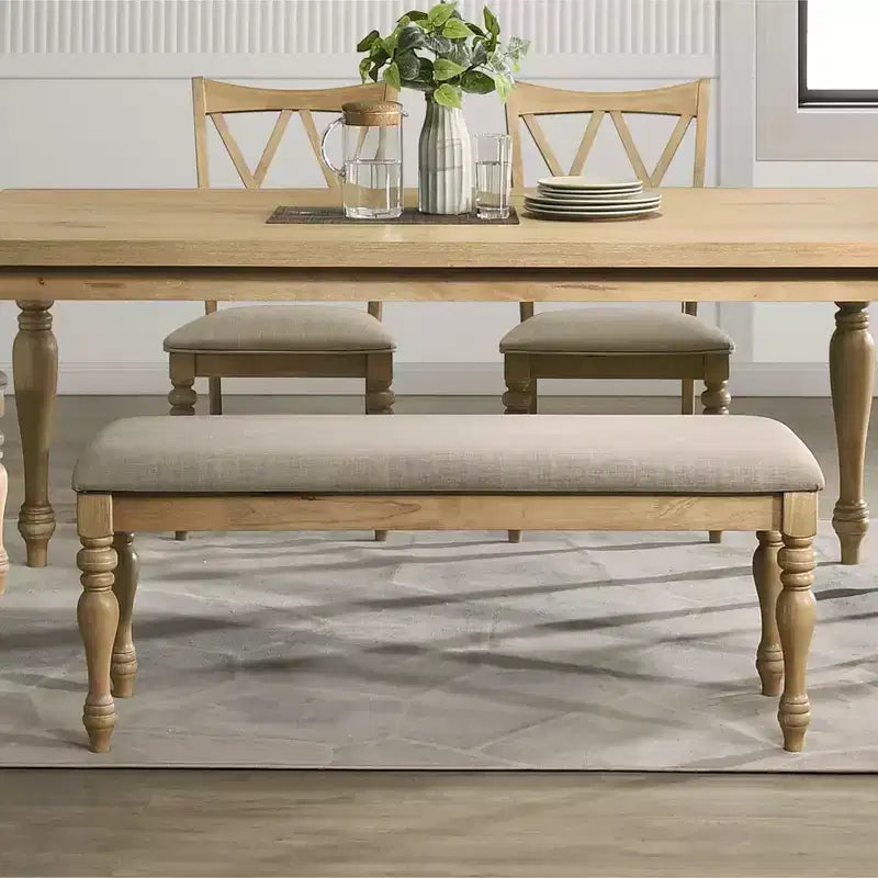 Panca imbottita in legno massello per sala da pranzo – Finitura Rovere chiaro