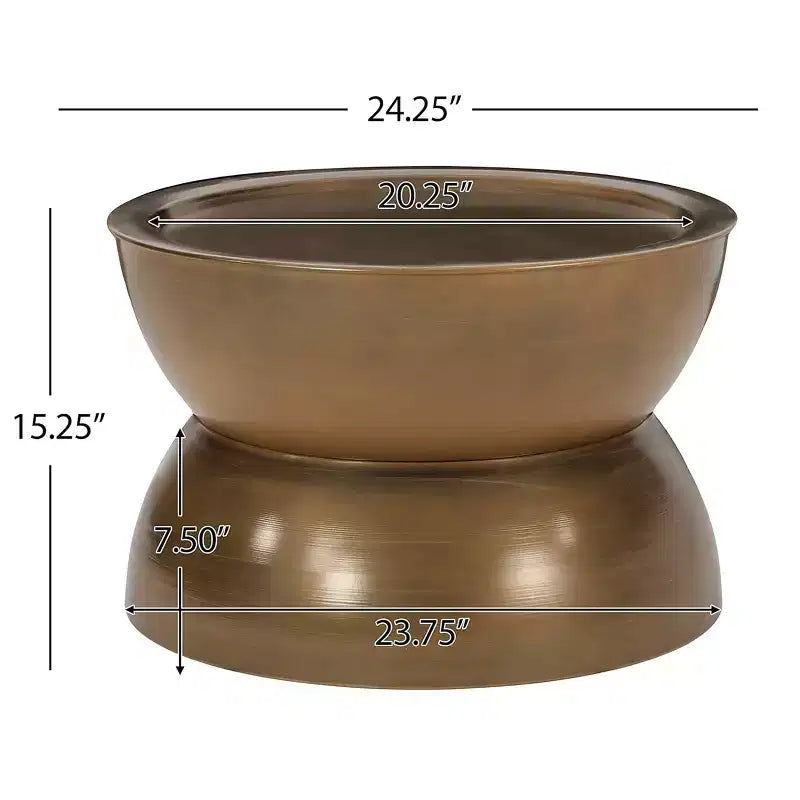 Tavolino da caffè clessidra in ferro rotondo