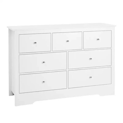 VEVOR 7 Drawer Dresser, Wooden Chest of Drawers with Sliding with Anti-tip Device, Modern Minimalist Dresser Chest, White
