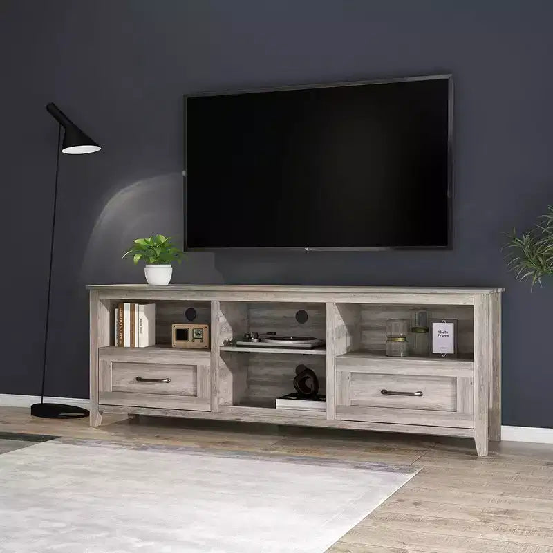 Mobile TV con cassetti e ripiano aperto per TV fino a 70 pollici