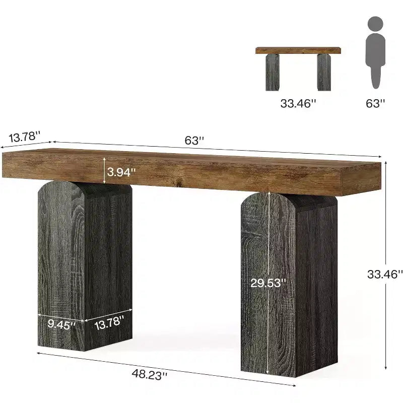 Consolle in legno da 63 pollici con gambe a piedistallo ad arco