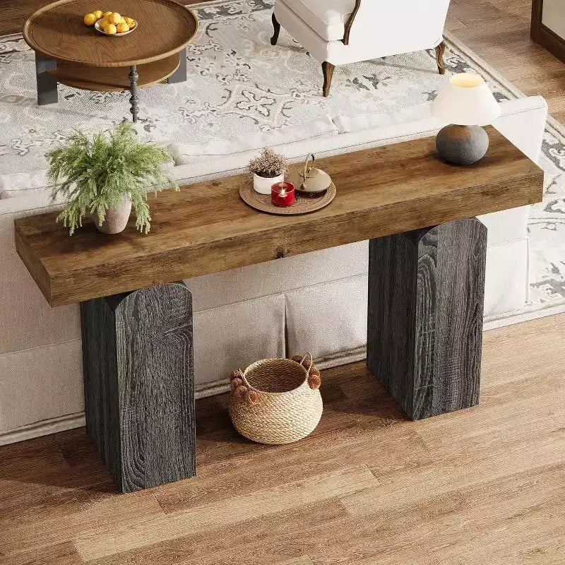 Consolle in legno da 63 pollici con gambe a piedistallo ad arco