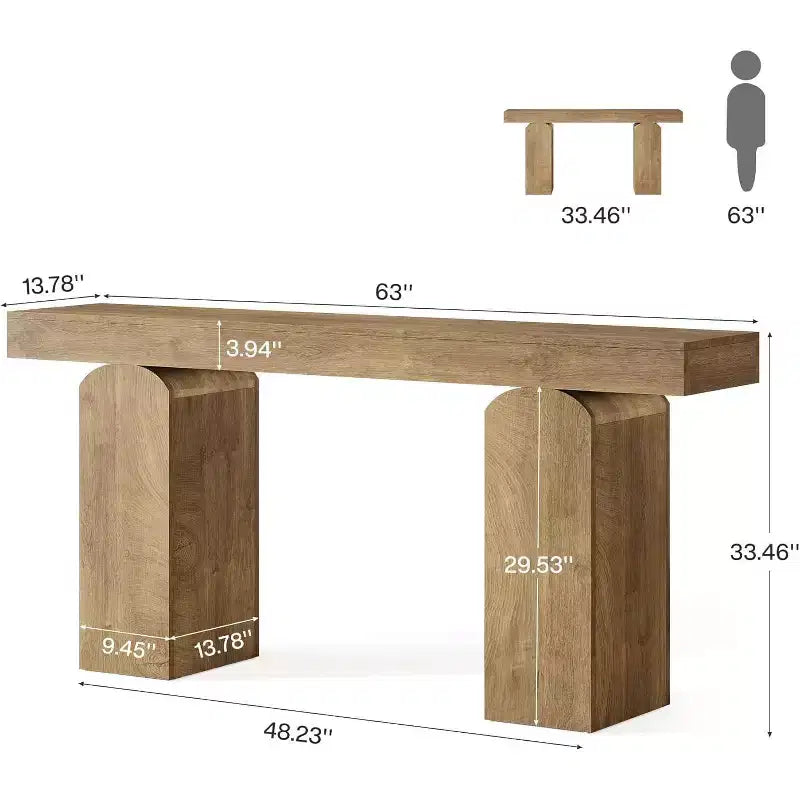 Consolle in legno da 63 pollici con gambe a piedistallo ad arco
