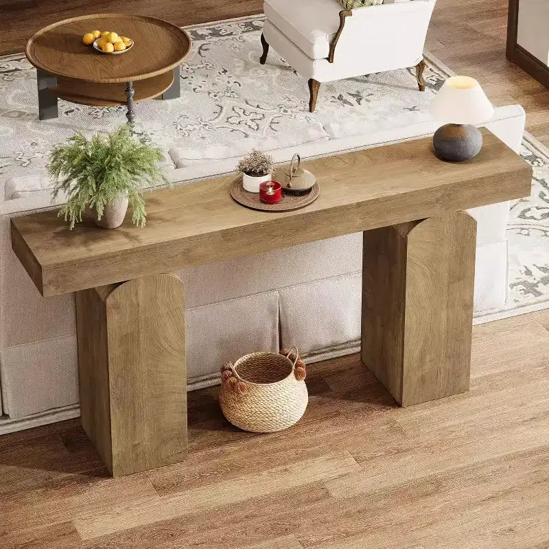 Consolle in legno da 63 pollici con gambe a piedistallo ad arco