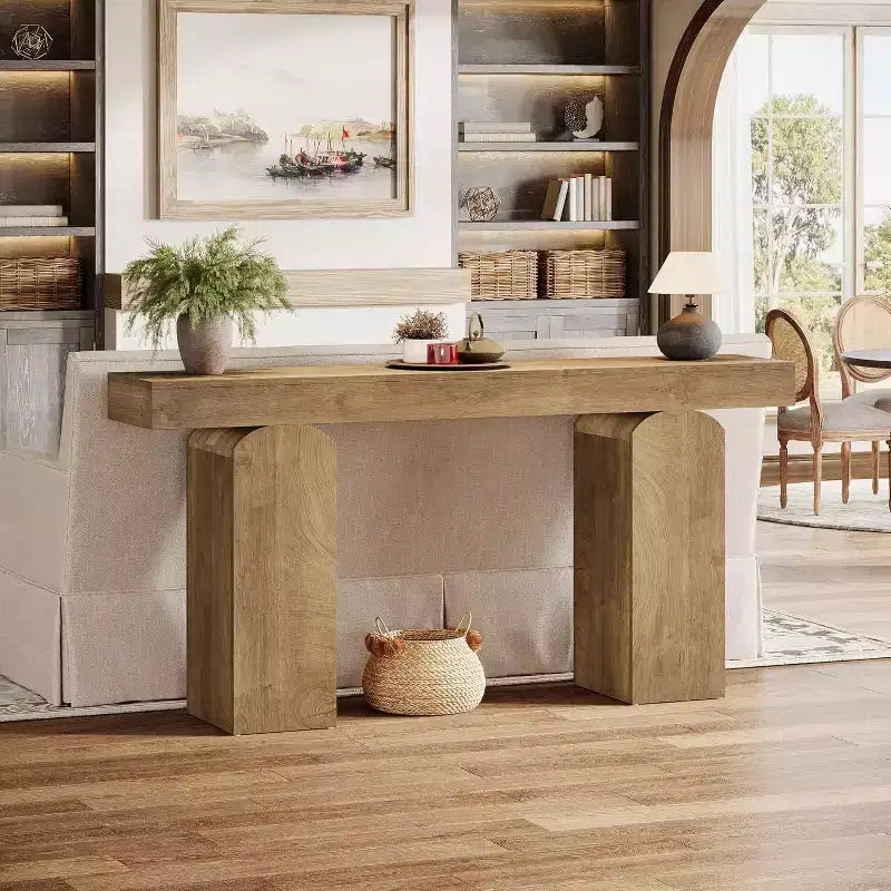 Consolle in legno da 63 pollici con gambe a piedistallo ad arco