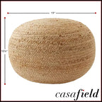 Pouf ottomano rotondo in iuta – poggiapiedi intrecciato naturale 48 x 27 cm
