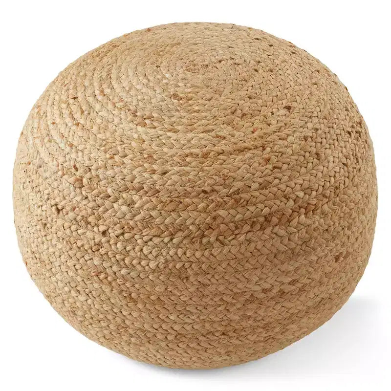 Pouf ottomano rotondo in iuta – poggiapiedi intrecciato naturale 48 x 27 cm