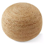 Pouf ottomano rotondo in iuta – poggiapiedi intrecciato naturale 48 x 27 cm