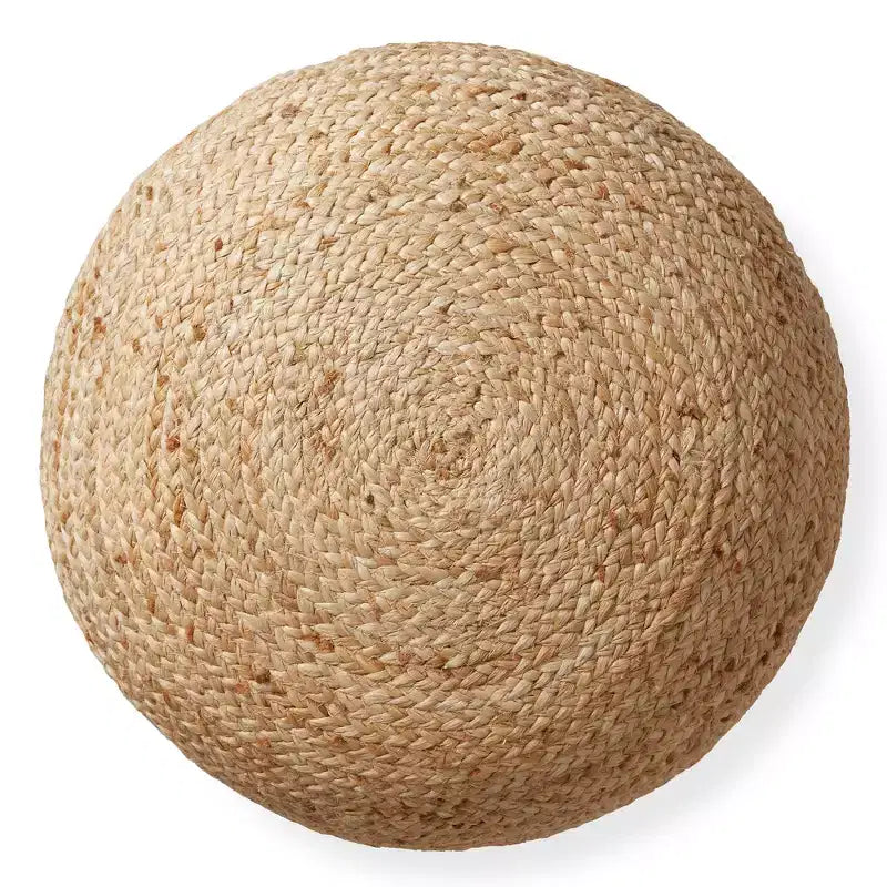 Pouf ottomano rotondo in iuta – poggiapiedi intrecciato naturale 48 x 27 cm