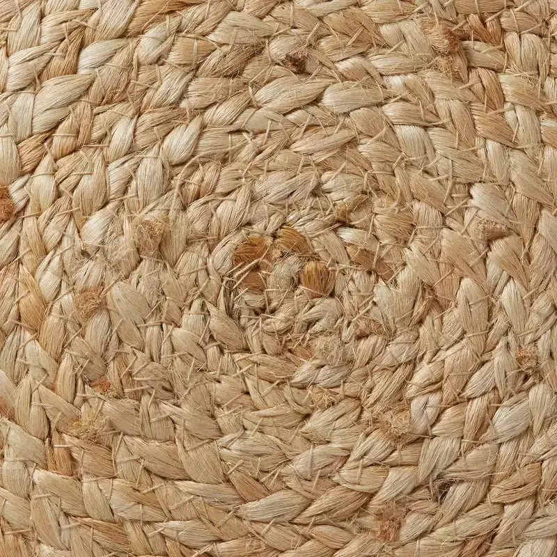 Pouf ottomano rotondo in iuta – poggiapiedi intrecciato naturale 48 x 27 cm